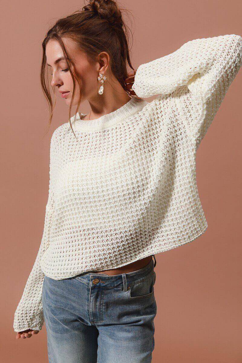Christi Ivory Crochet Sweater