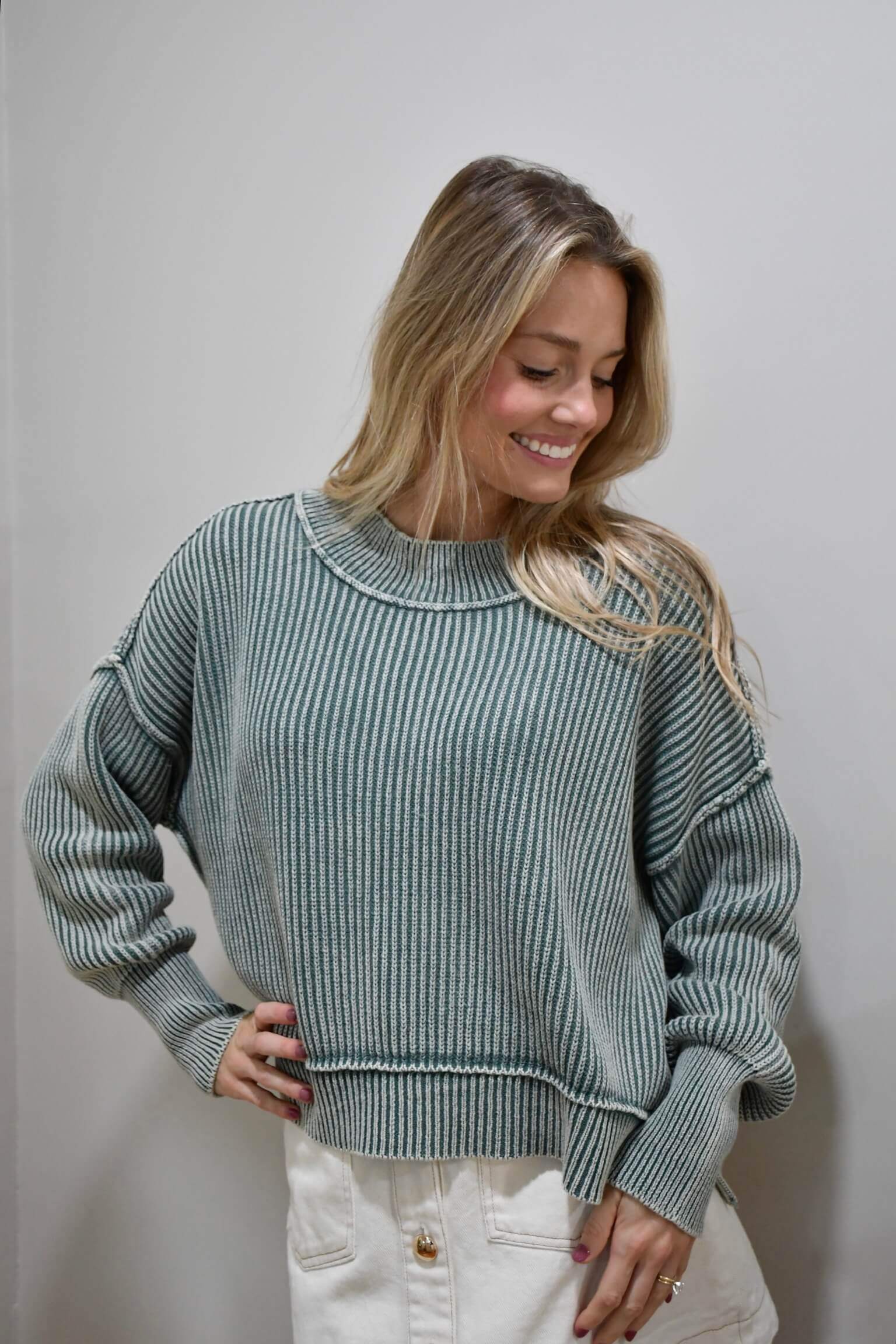 Jade Ribbed Sweater