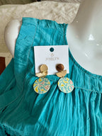 Acrylic Blue/Yellow Geo Drop Earring