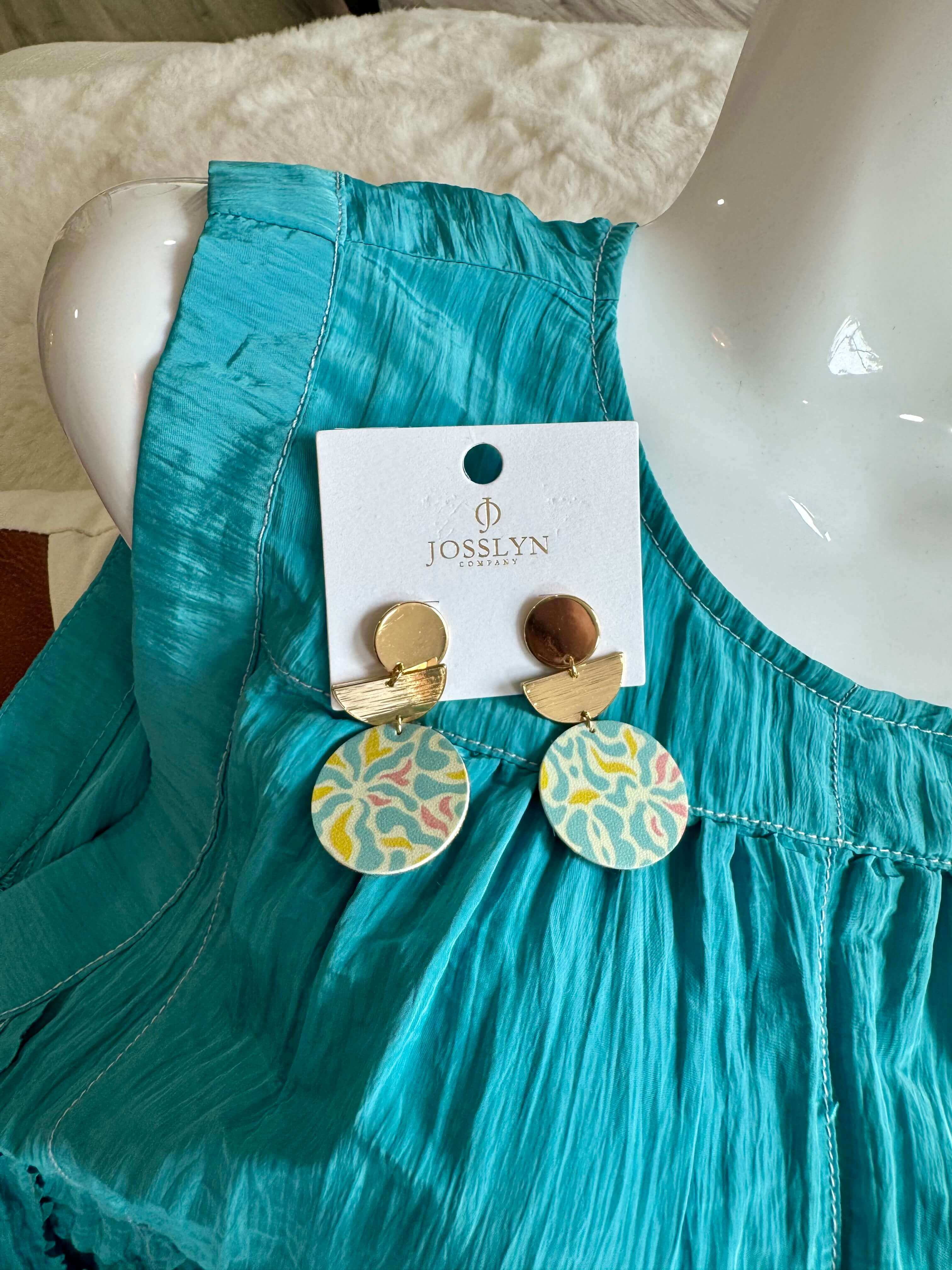 Acrylic Blue/Yellow Geo Drop Earring