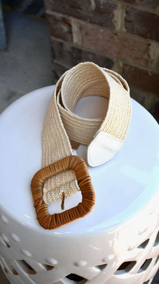 Straw Wrapped Belt- Light Beige