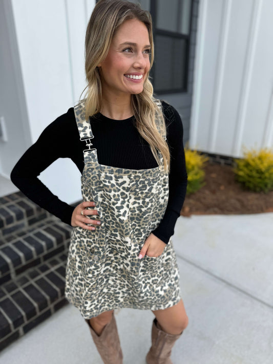 Brittany Leopard Overall Dress