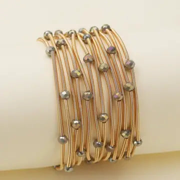 Rhinestone Beads & Coil Stretch Bracelet