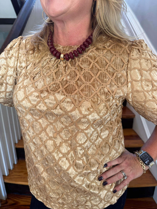 Kathy Metallic Textured Top
