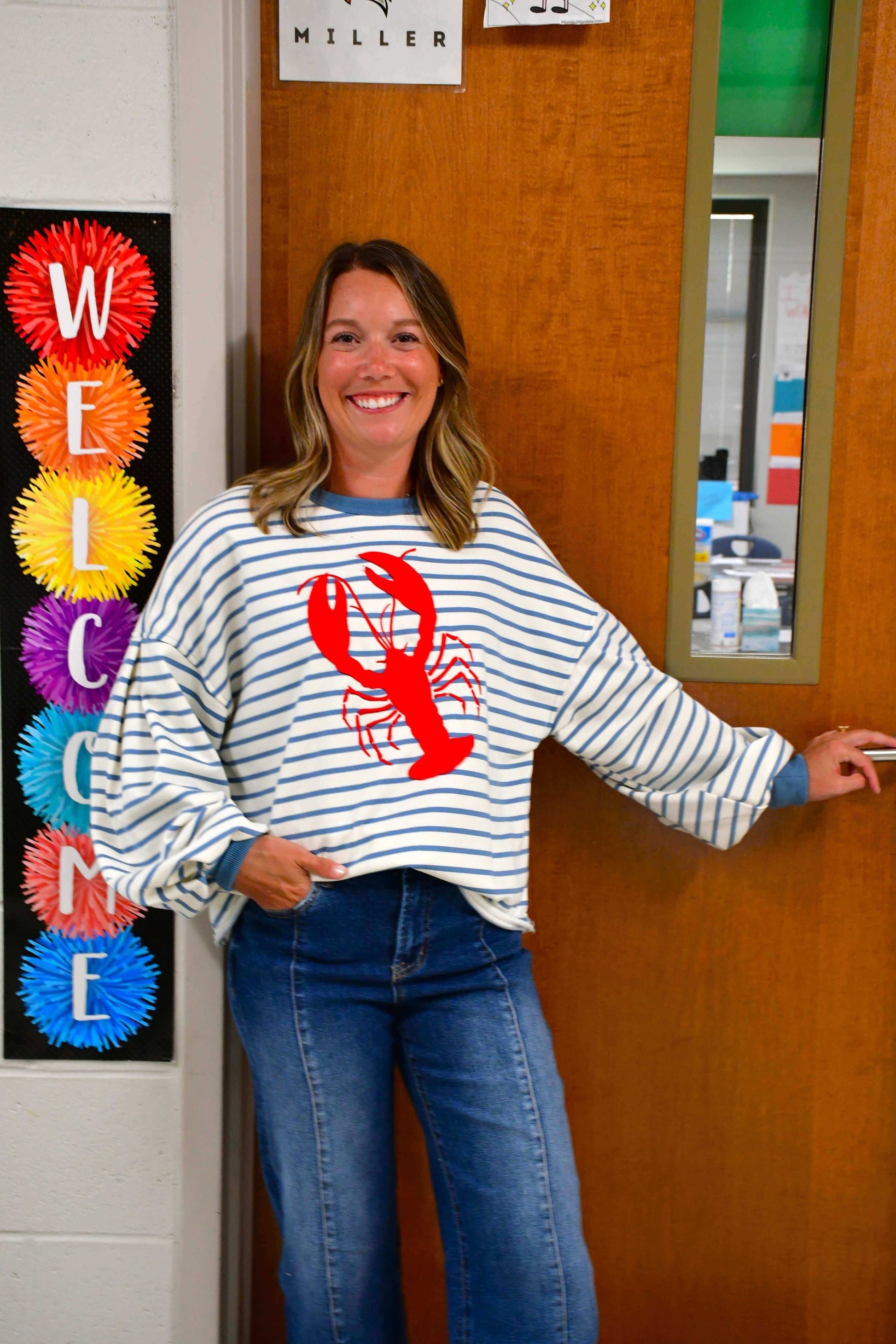 Lobster Stripe Long Sleeve Top