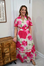 Savannah Pink Floral Midi Dress
