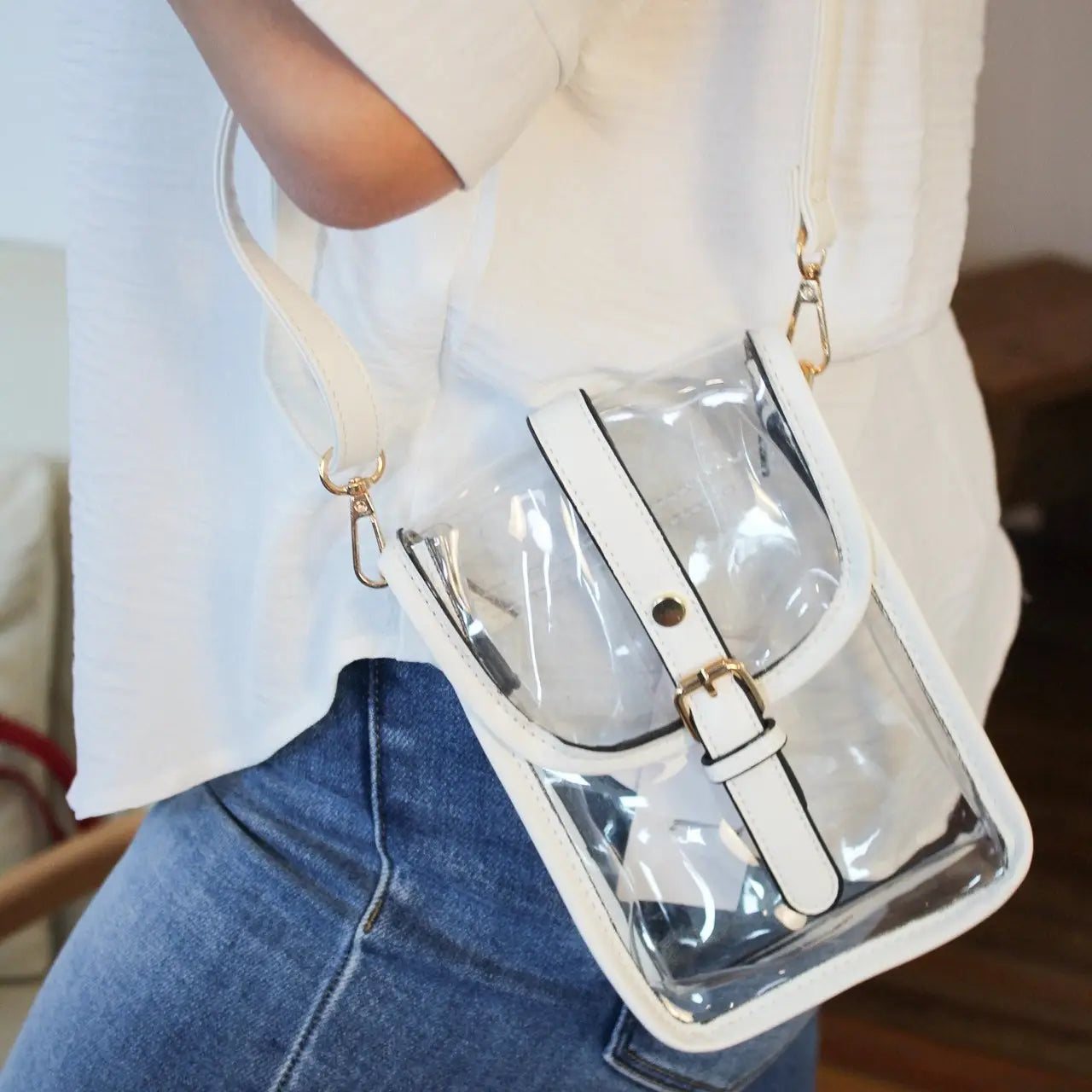 Clear Buckle Strap Mini Crossbody