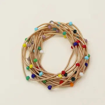 Rhinestone Beads & Coil Stretch Bracelet