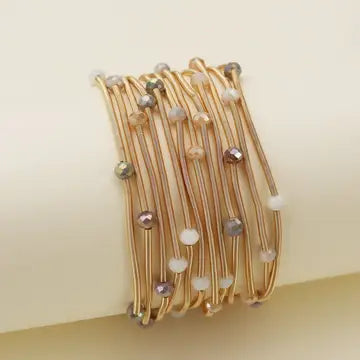 Rhinestone Beads & Coil Stretch Bracelet