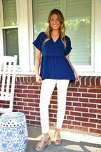 Natalie Navy Peplum Top