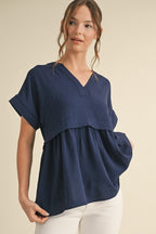 Natalie Navy Peplum Top