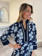 Amber Navy Scallop Dress