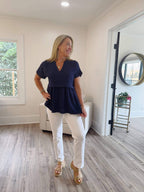 Natalie Navy Peplum Top