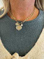 Coin & Pearl Charm Necklace