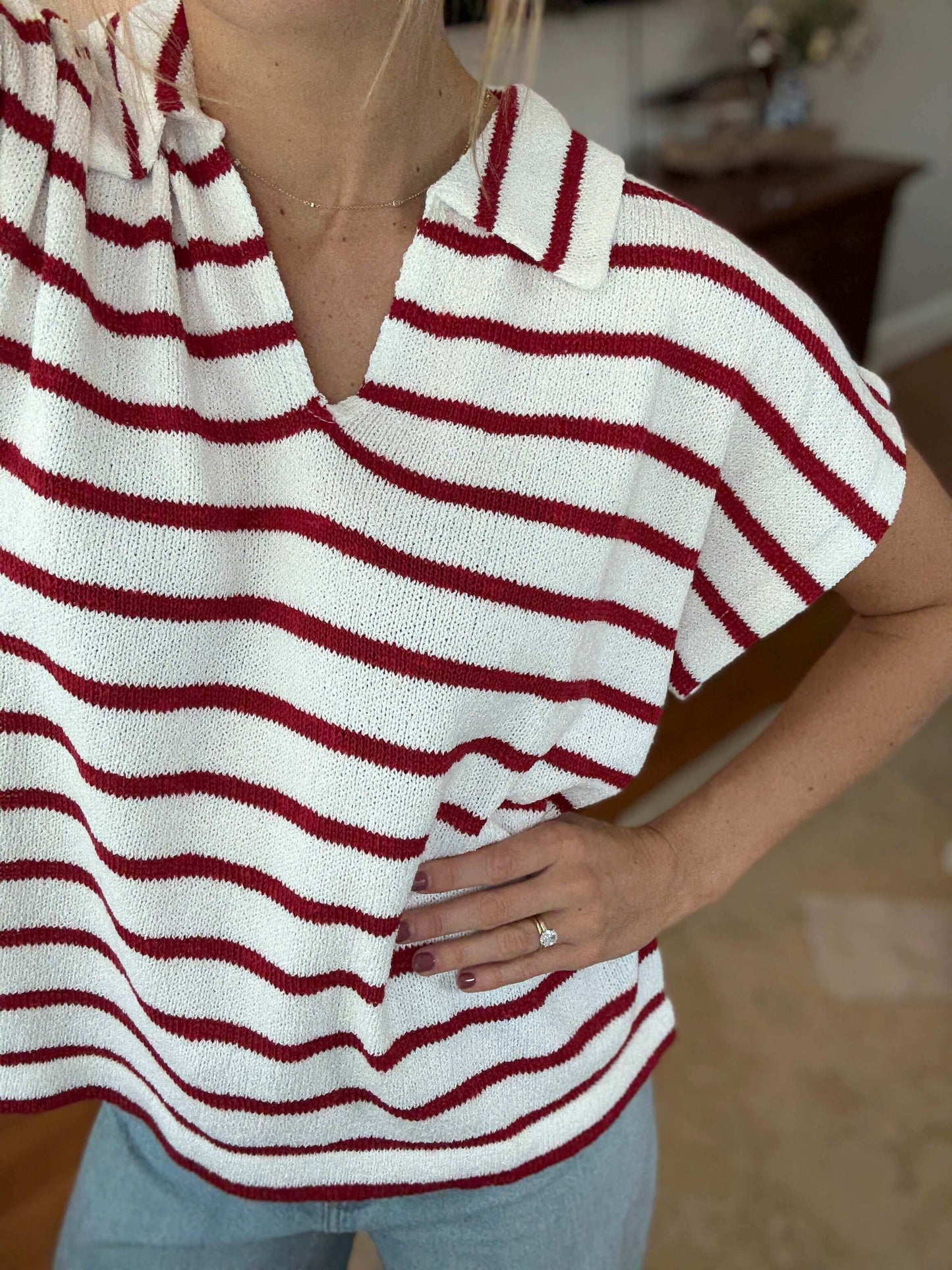 Christy Stripe Collared Top