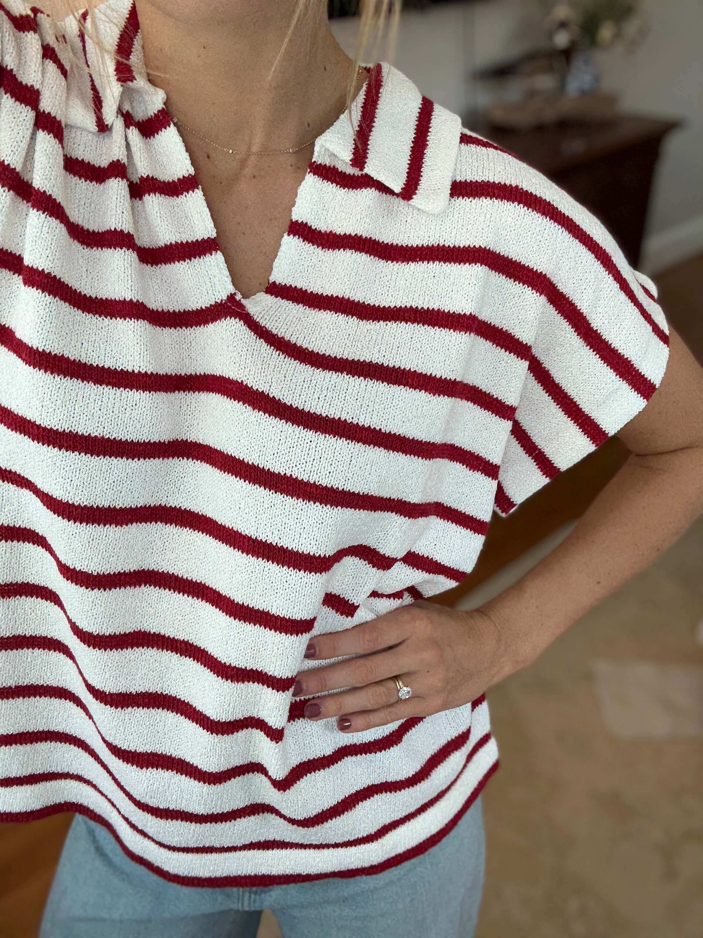 Christy Stripe Collared Top