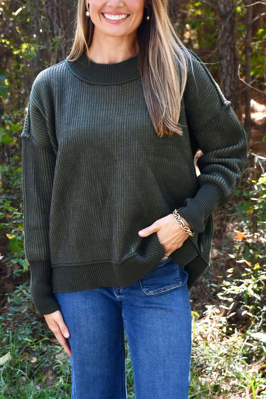 Liam Olive Two Tone Sweater