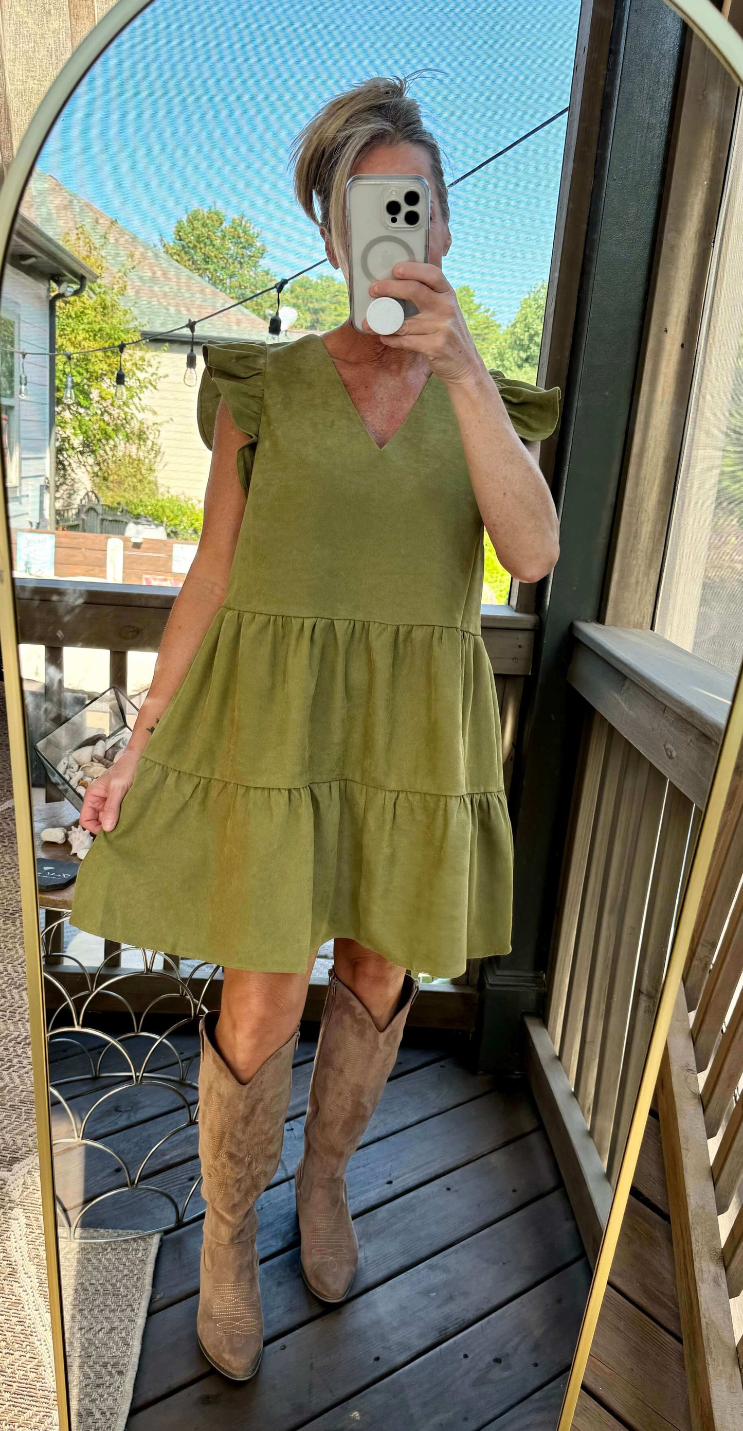 Ryan Olive Flutter Dress