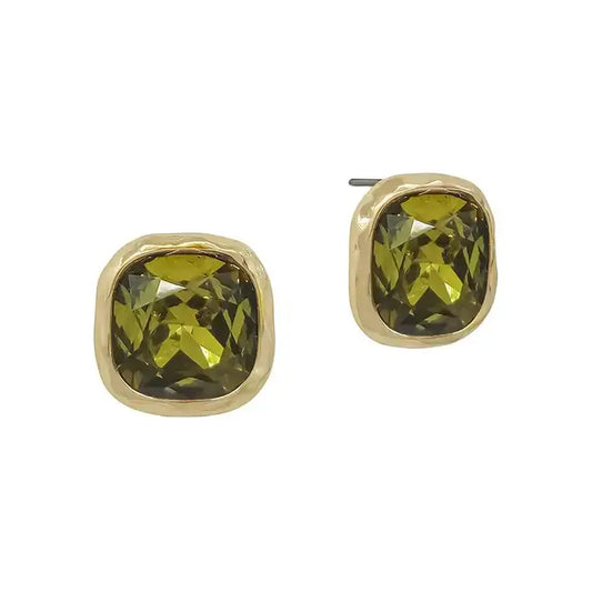 Olive Stone Stud Earring