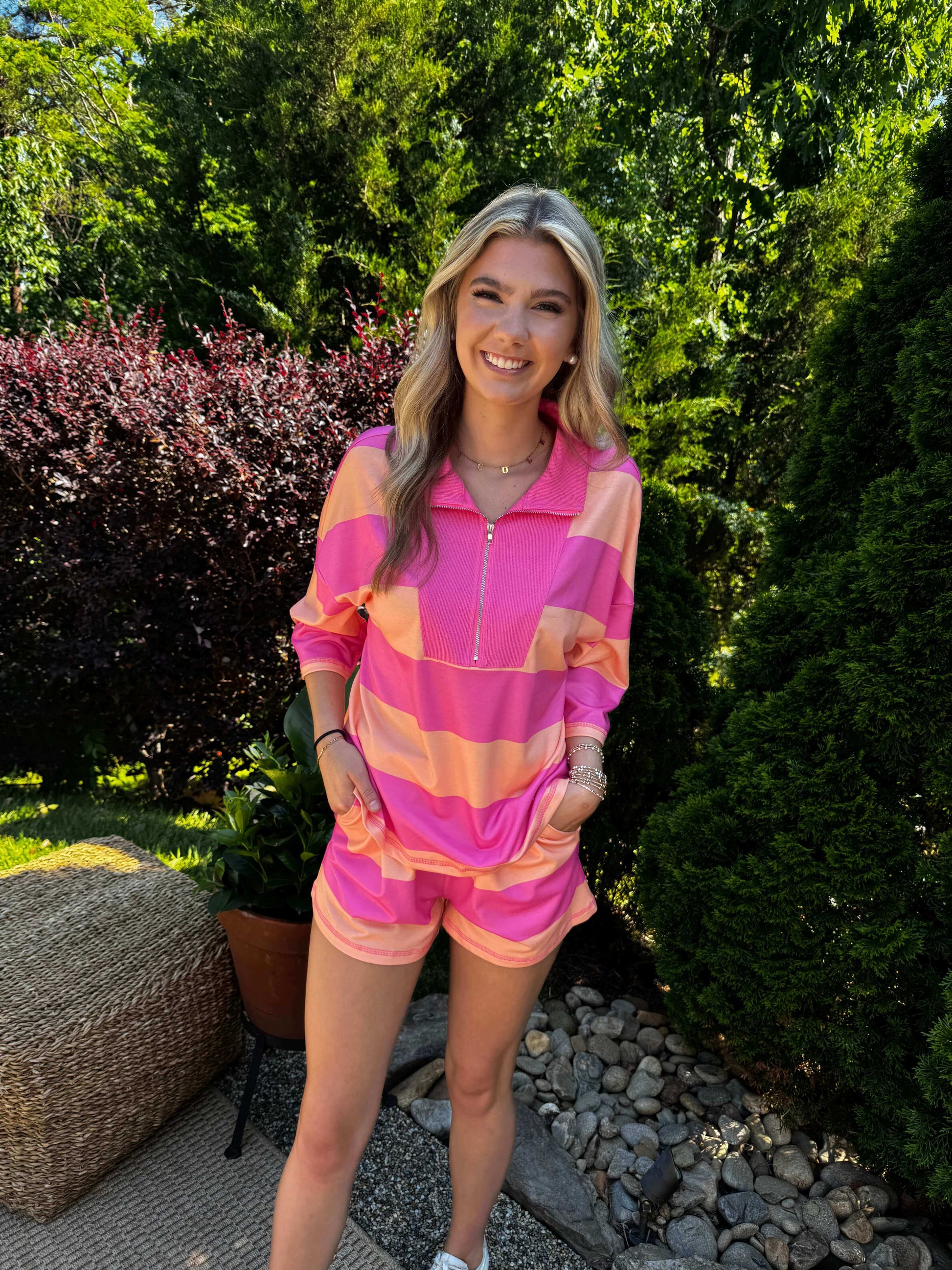 Rachel Half Zip Short Set