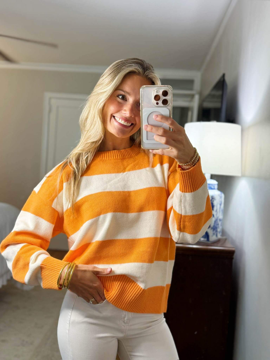 Gina Orange Stripe Sweater