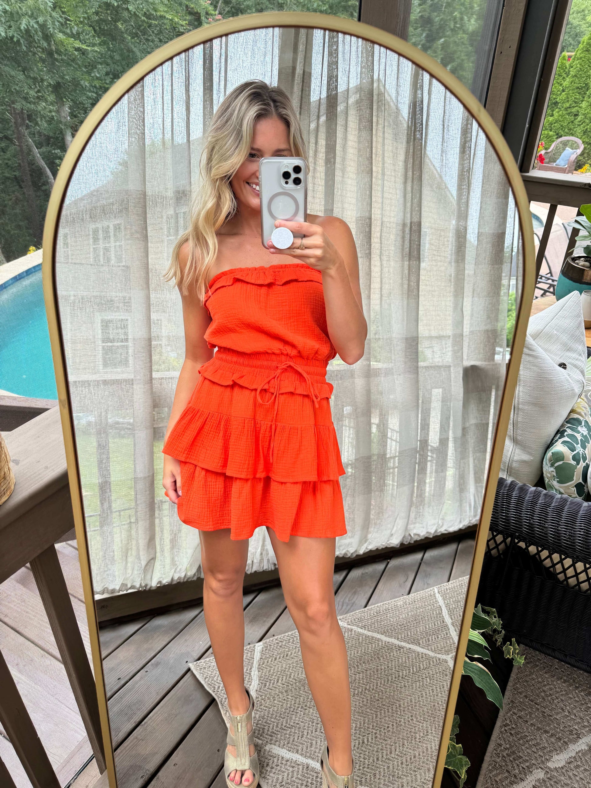 Hailey Gauze Dress (Orange)