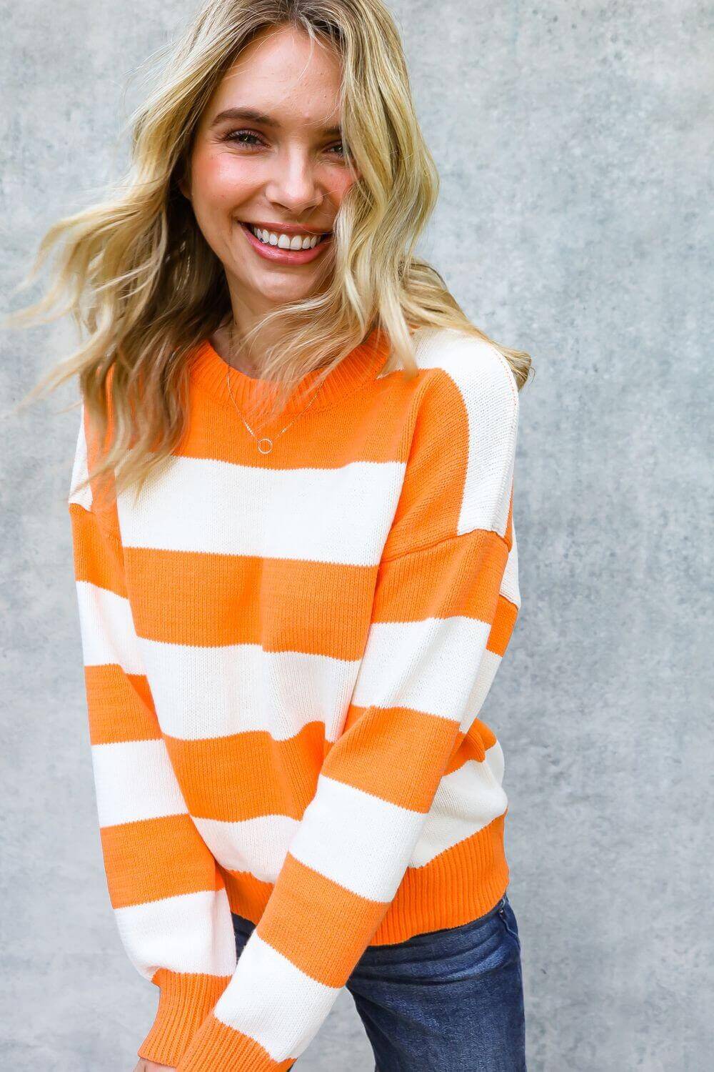Gina Orange Stripe Sweater