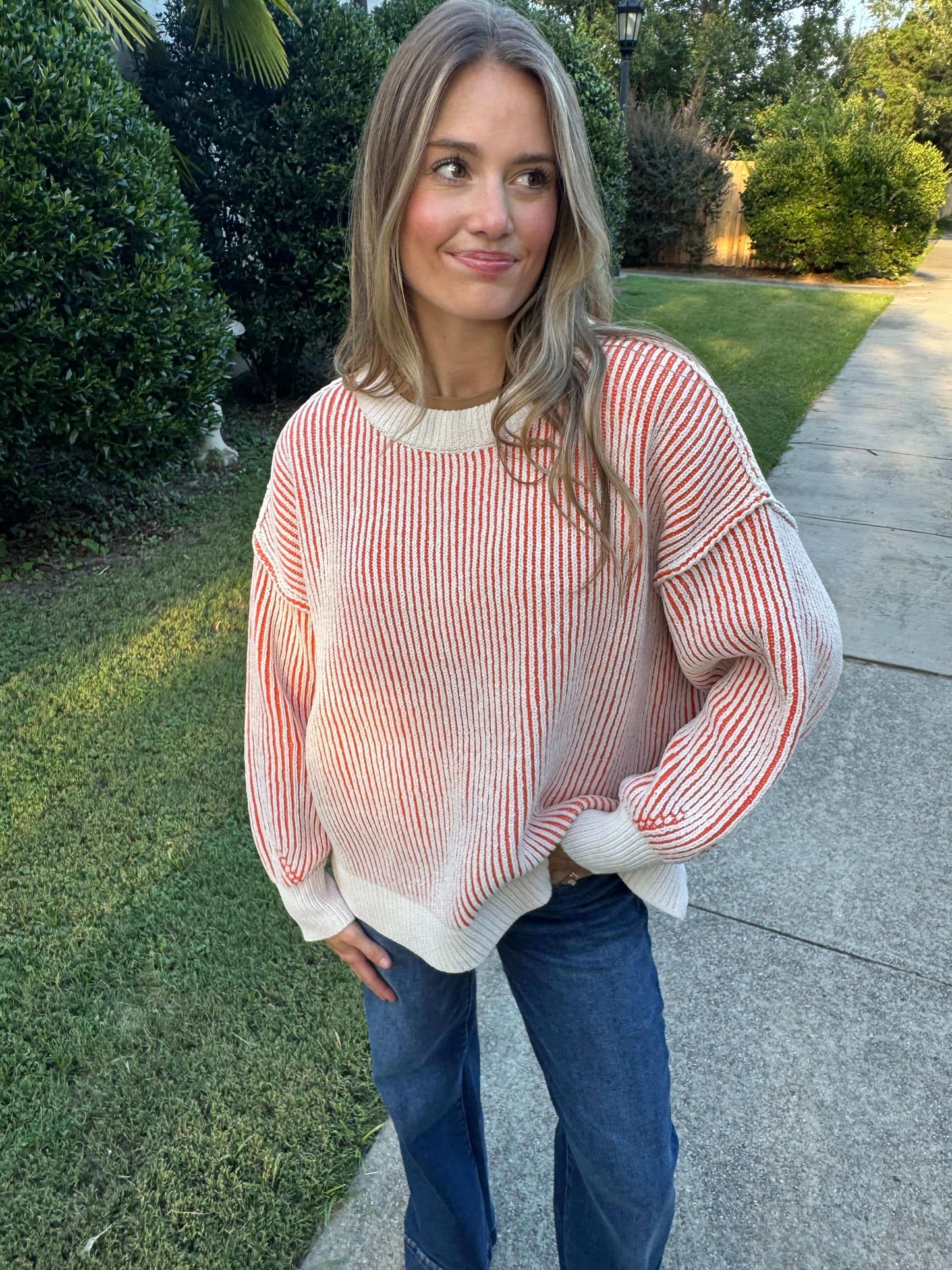 Baley Orange Two Tone Sweater