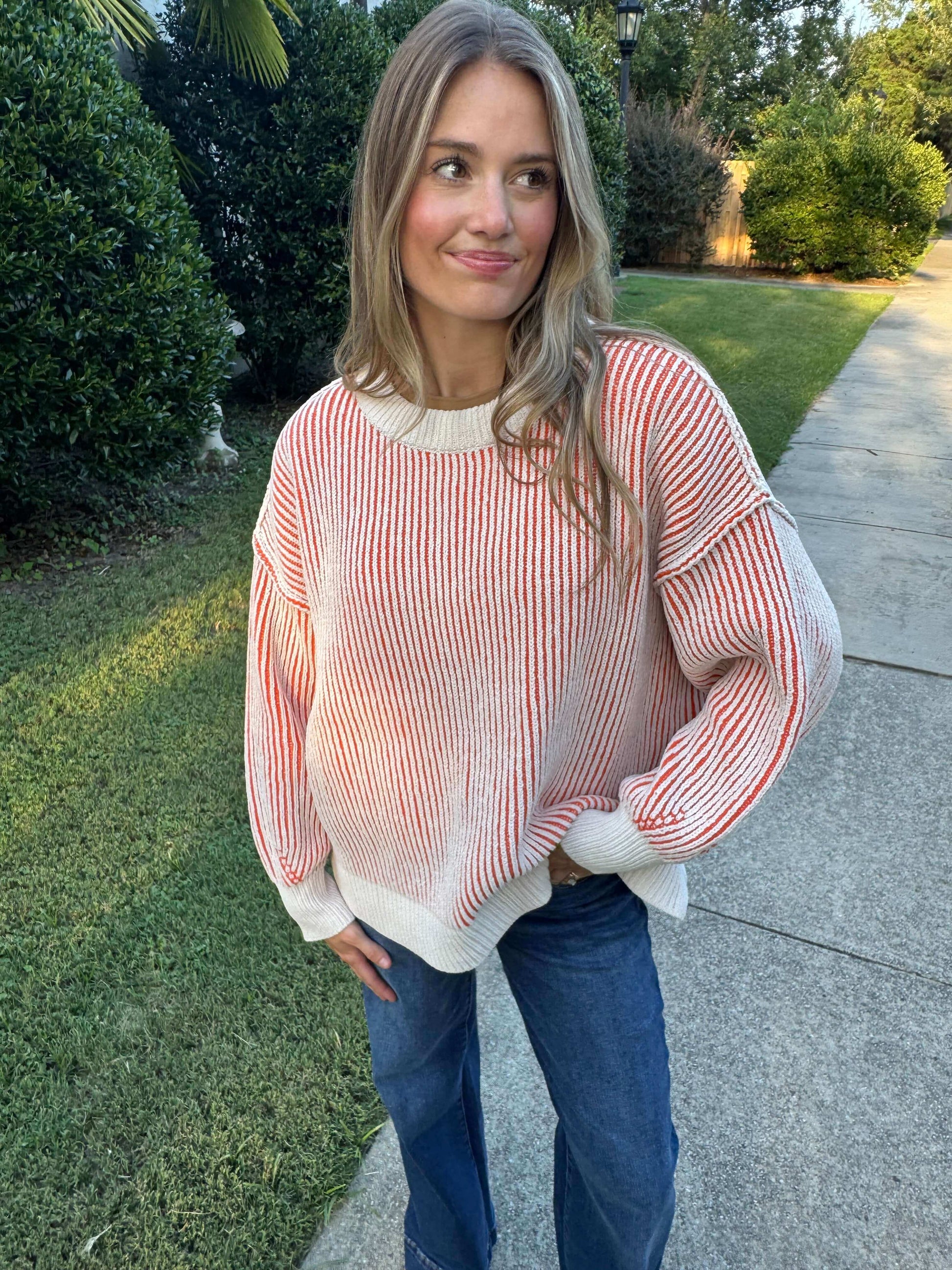 Baley Orange Two Tone Sweater