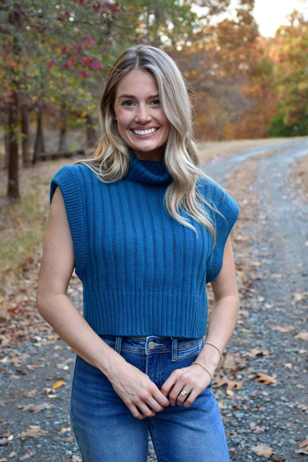 Toby Teal Crop Sweater