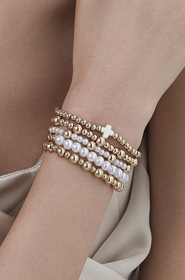 Pearl Multi Ball Stretch Bracelet