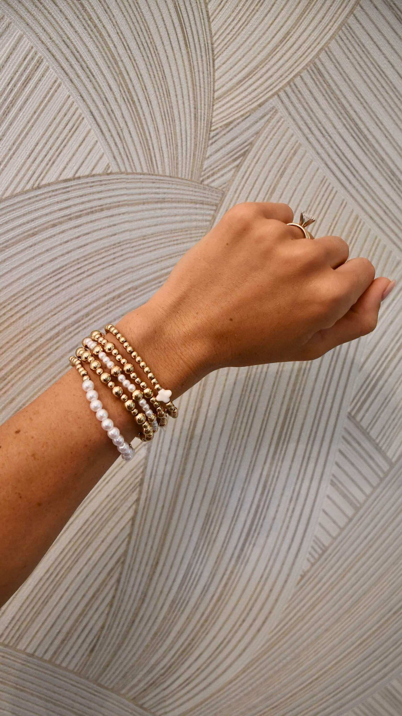 Cross Pearl Multi Ball Stretch Bracelet