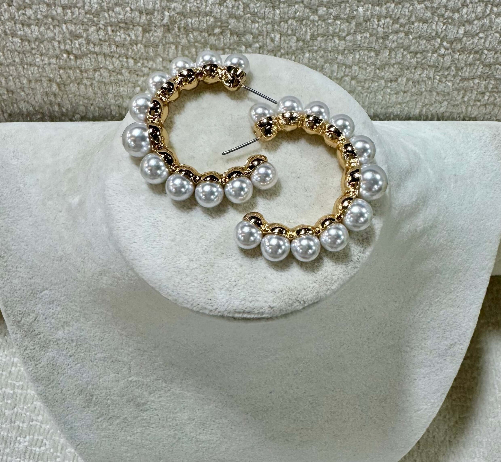 Large Pearl Hoop Earring