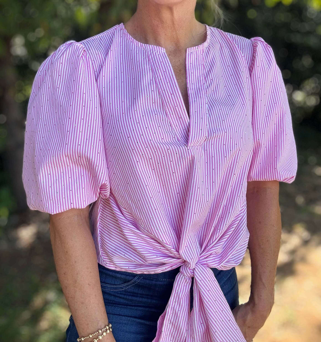 Brandi Pink Tie Front Top