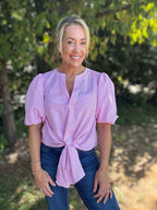 Brandi Pink Tie Front Top
