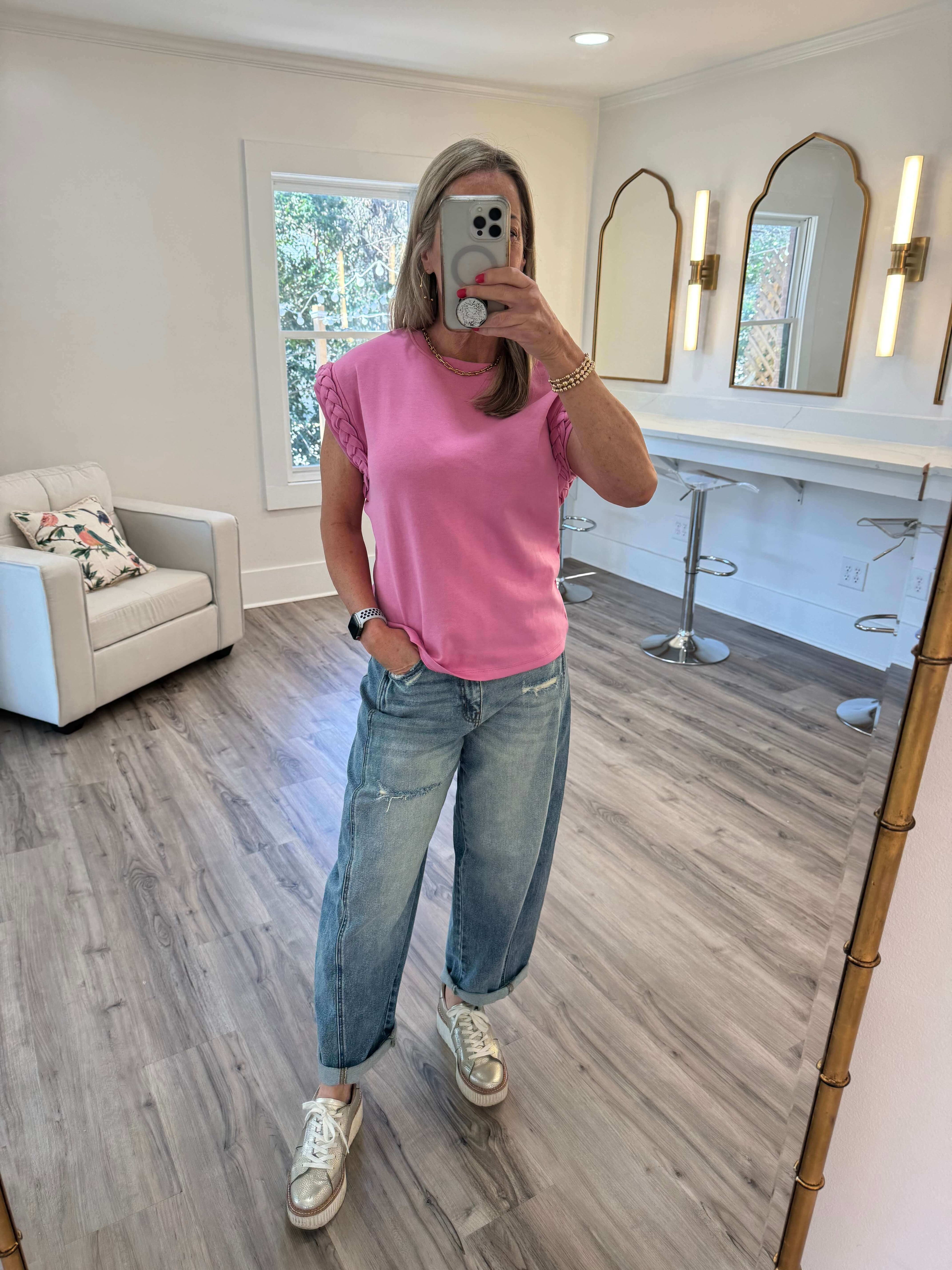 Felix Pink Braid Top