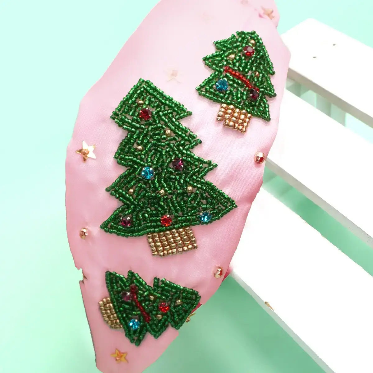Christmas Tree Headband - Red & Pink