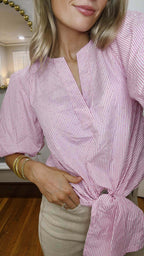 Brandi Pink Tie Front Top
