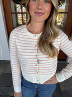 Niki Pink Stripe Button Cardigan