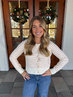Niki Pink Stripe Button Cardigan