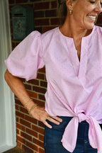 Brandi Pink Tie Front Top