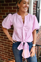Brandi Pink Tie Front Top