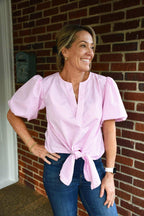Brandi Pink Tie Front Top