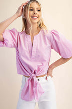 Brandi Pink Tie Front Top