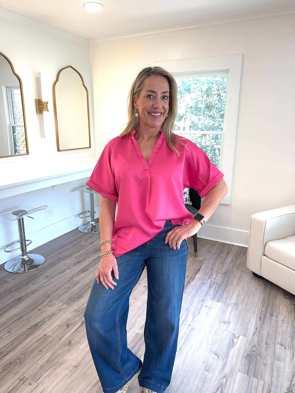 Brit Placket Cuff Sleeve Top