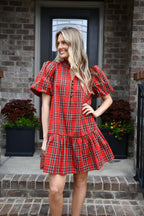 Sarah Red Plaid Dress
