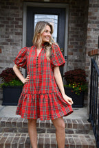 Sarah Red Plaid Dress
