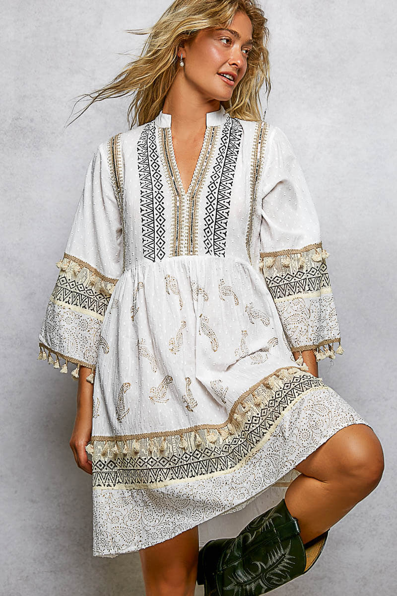 Paisley Tassel Dress