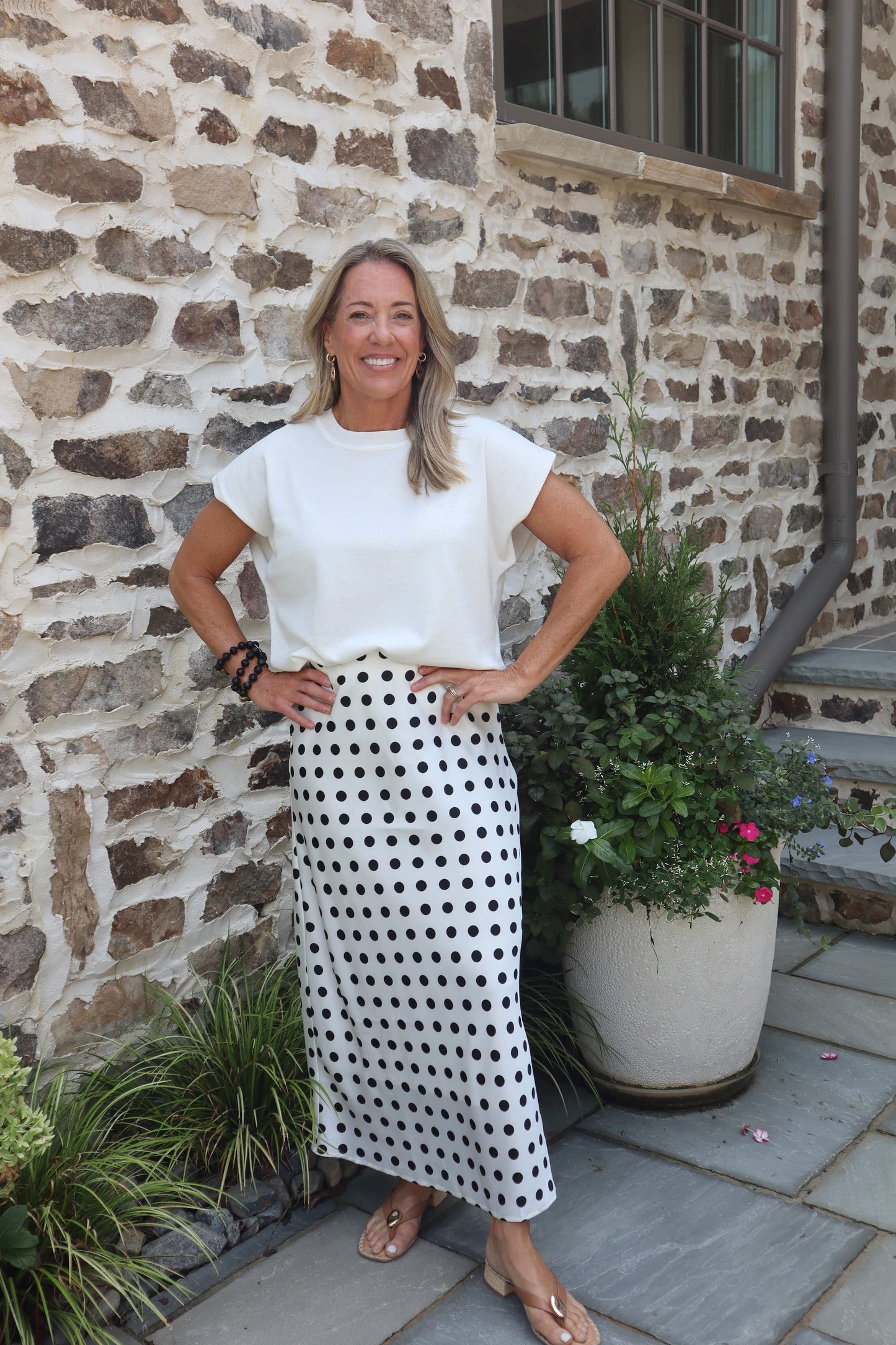 Cream Poka Dot Skirt