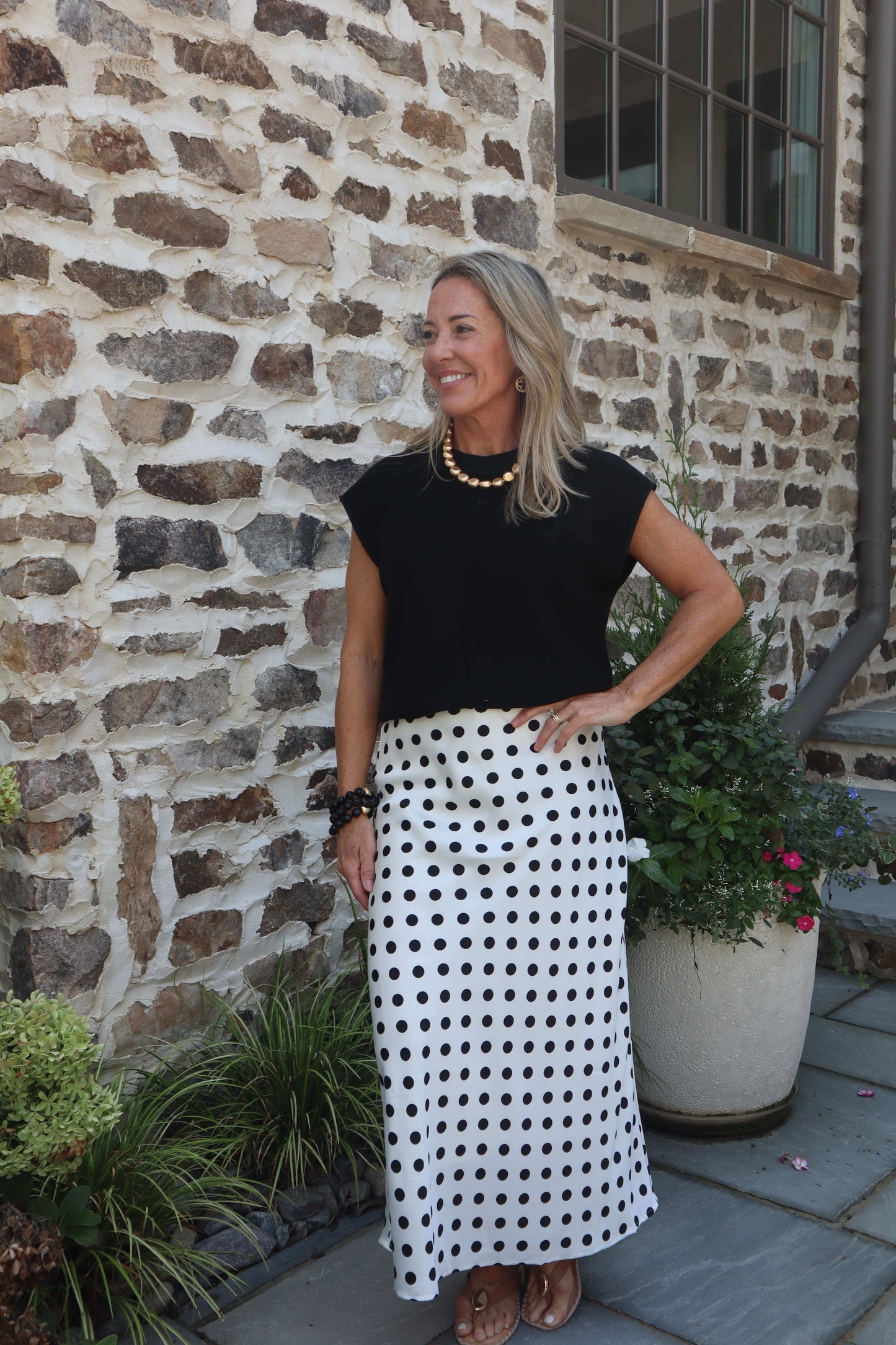 Cream Poka Dot Skirt